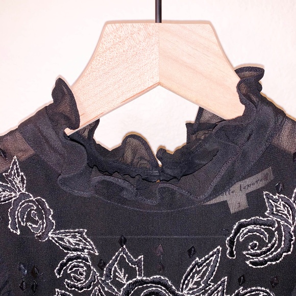 Nanette Lepore Black Silk Mess with Beads Top - Picture 7 of 14